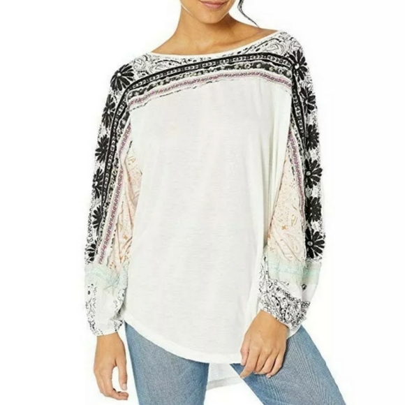 FREE PEOPLE Tripoli High/Low Boho Top Womens Small - Picture 7 of 8